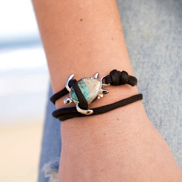 1 LEFT! 🌴 TURQUOISE SEA STONES & SAND 🐢 SEA TURTLE ROPE BRACELET One Size - Picture 4 of 7